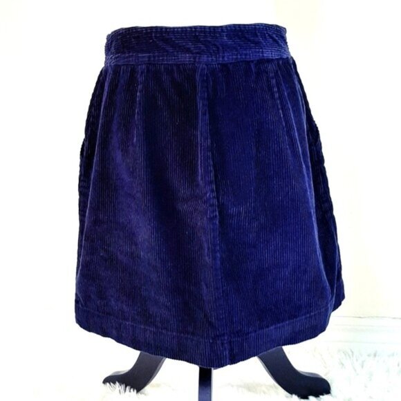 GAP Navy Blue Corduroy Mini Skirt Front Zipper Size 8 - Picture 3 of 4